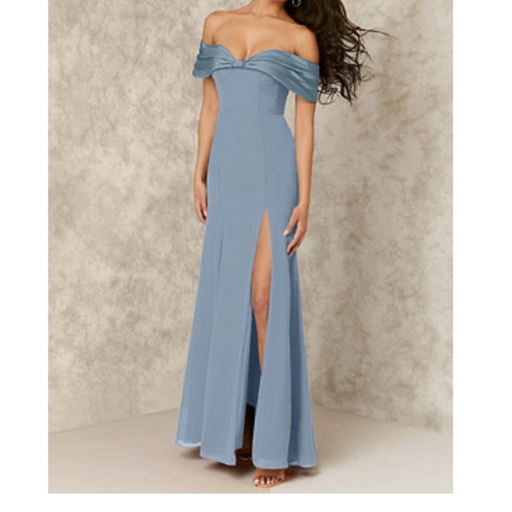 NEVER BEEN WORN WITH TAGS! AZAZIE dusty blue bridesmaid dress